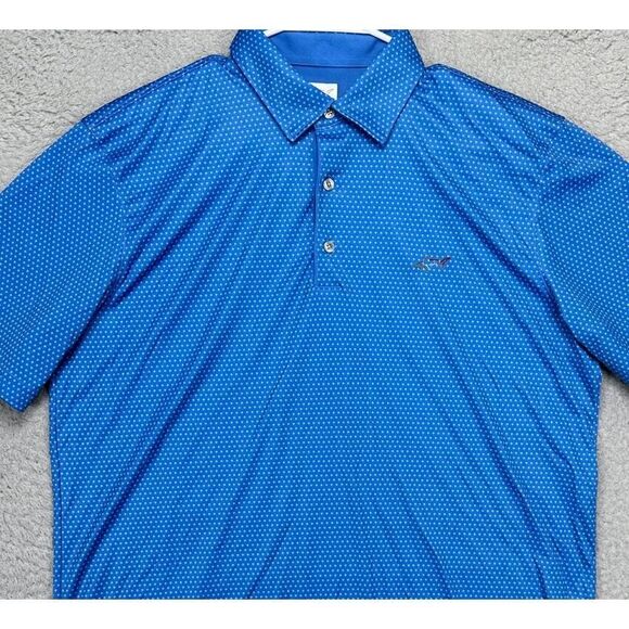 Greg Norman ShirtMens Large Blue Geometric Playdry Golf Polo Athletic Rugby